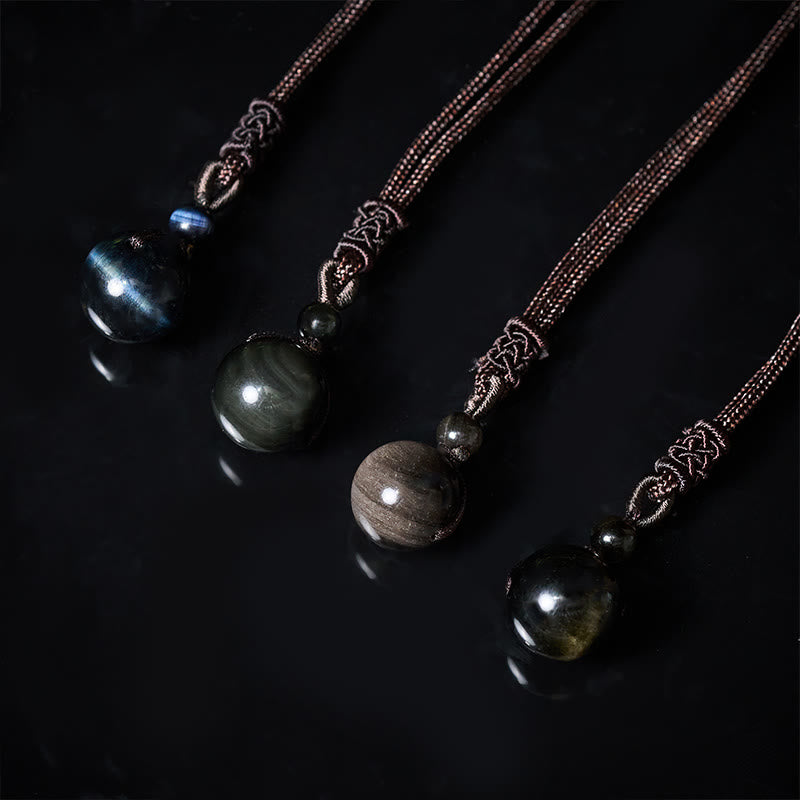 Buddha Stones Tiger's Eye Silver Sheen Obsidian Gold Sheen Obsidian Rainbow Obsidian Positive Necklace Pendant - image 18