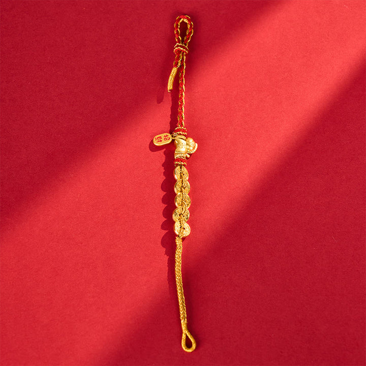 Buddha Stones Year Of The Horse Red String Five-Emperor Coins Luck Bracelet - image 4