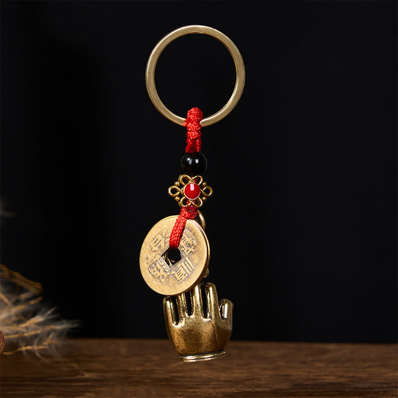 Buddha Stones Year Of The Horse Copper Brass String Five-Emperor Coins Balance Key Chain - image 12