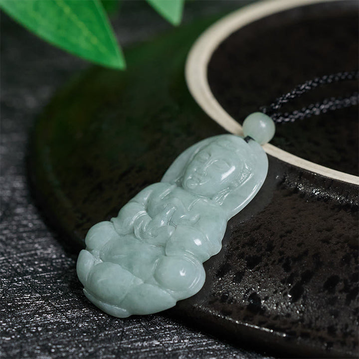 Buddha Stones Jade Kwan Yin Avalokitesvara Harmony Necklace Pendant - image 2