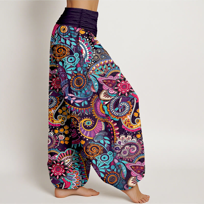 Buddha Stones Cotton Traditional Paisley Pattern Women's Elastic Waist Harem Pants - image 2