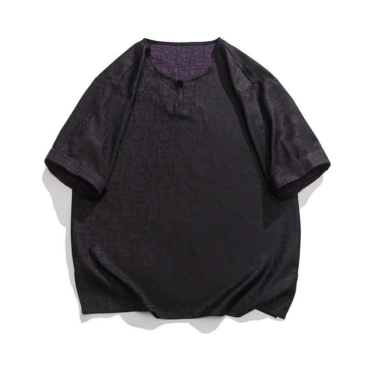 Buddha Stones Summer Retro Crackle Auspicious Cloud Pattern Short Sleeve Men's T-shirt - Black - US/UK/AU46，EU56 (5XL) - image 33