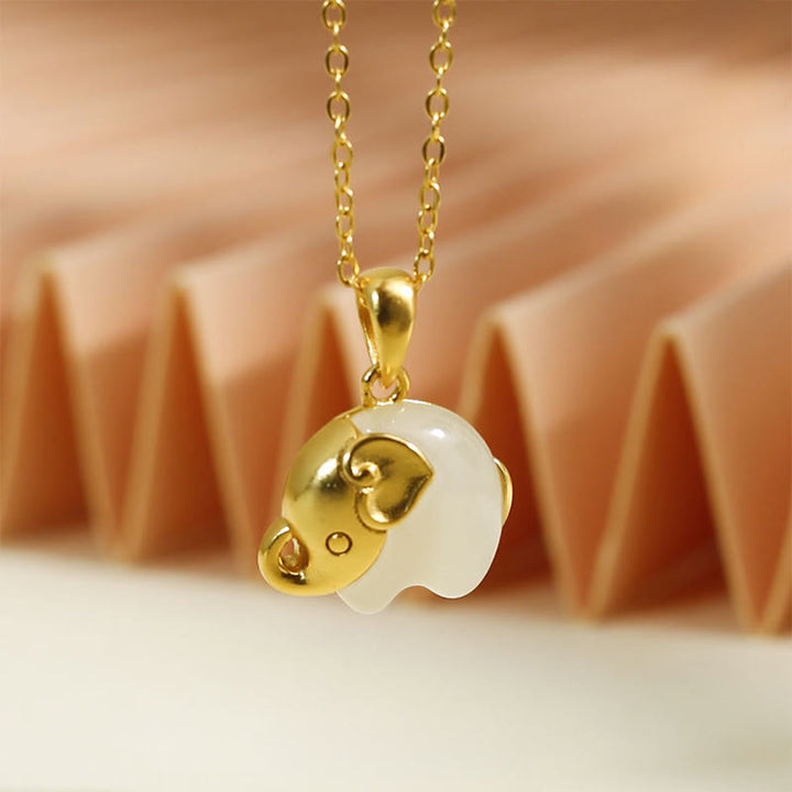 Buddha Stones Elephant Hetian Jade 925 Sterling Silver Luck Necklace Pendant - Hetian Jade 925 Sterling Silver Elephant(Pendant Size: 19*15mm) - image 0