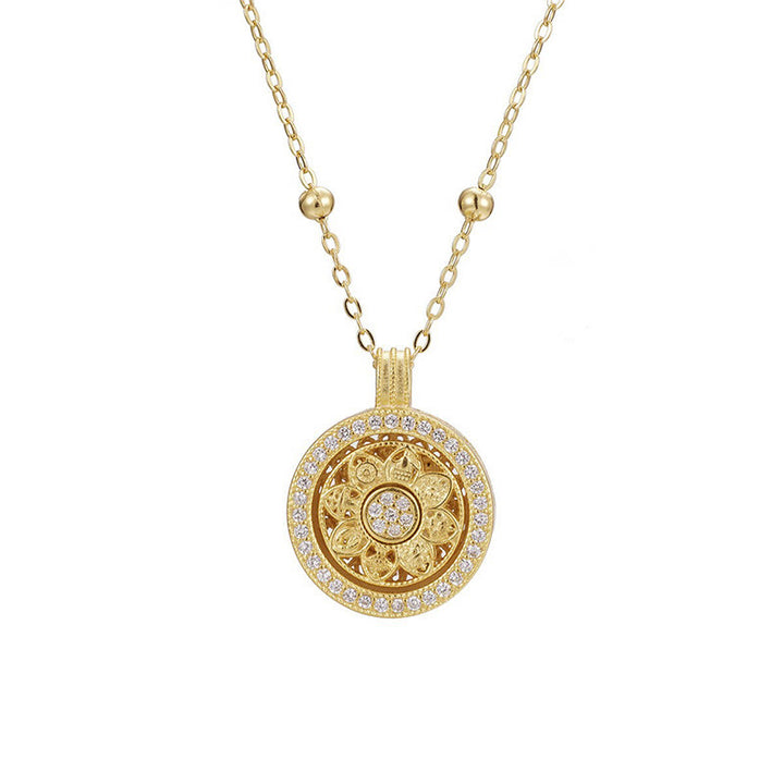 Buddha Stones 925 Sterling Silver Eight Treasures Luo Pan Blessing Necklace Pendant - 925 Sterling Silver Beaded Chain(Diameter: 15mm) - image 8