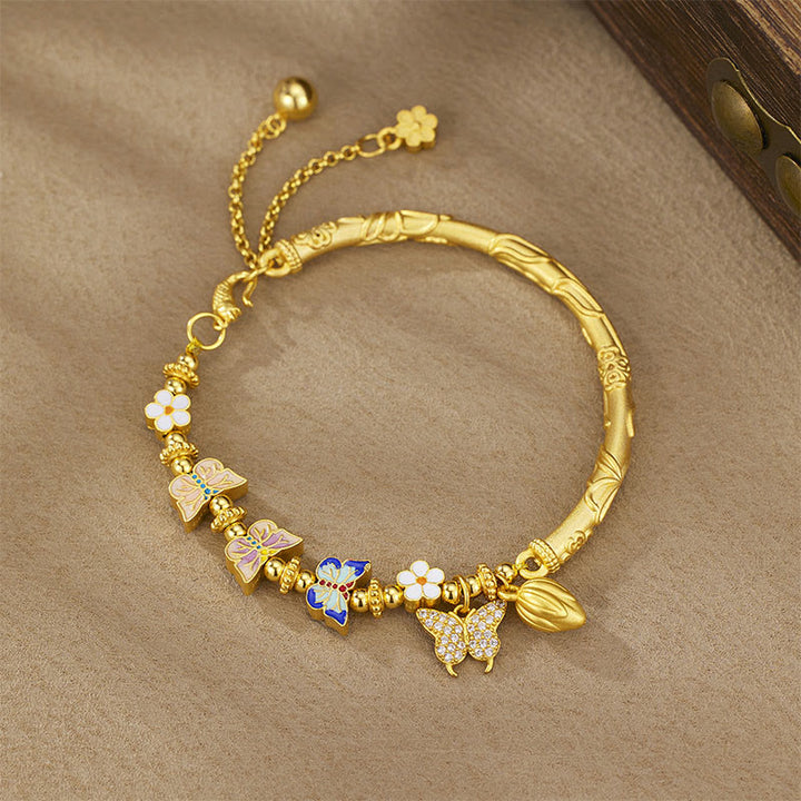 Buddha Stones 925 Sterling Silver Butterfly Flower Balance Bracelet - 925 Sterling Silver(Wrist Circumference: 13-20cm) - image 0