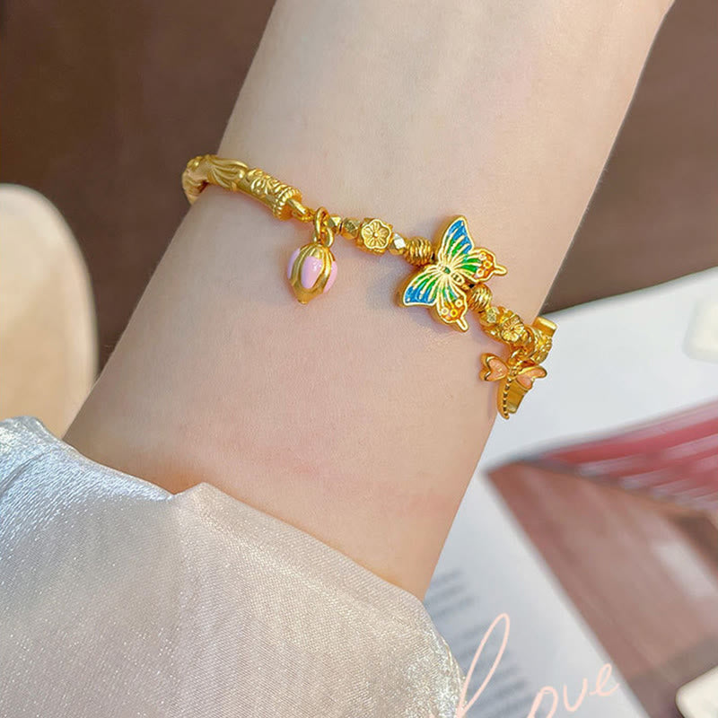 Buddha Stones 925 Sterling Silver Butterfly Flower Protection Bracelet - image 4