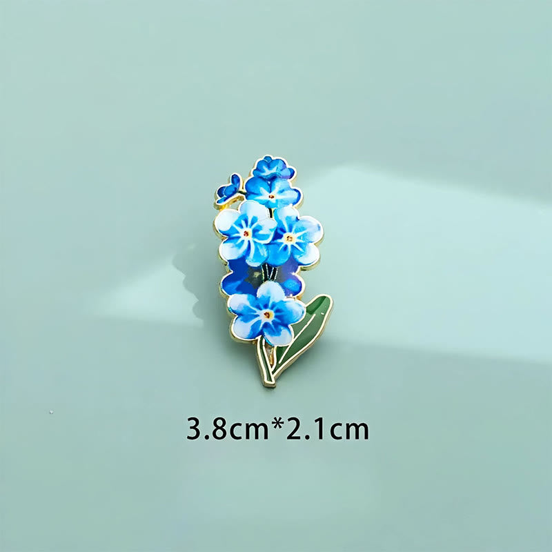 Buddha Stones Small Forget-Me-Not Corn Poppy Lily of the Valley Hydrangea Lupine Copper Brooch - image 4