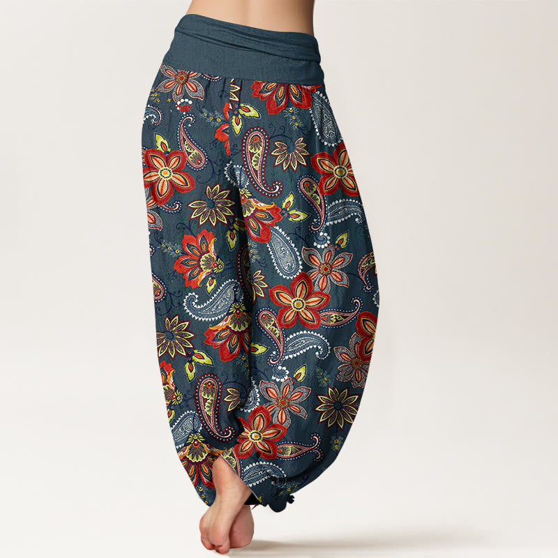Buddha Stones Women's Elastic Waist Paisley Floral Pattern Pure Cotton Harem Pants - image 6