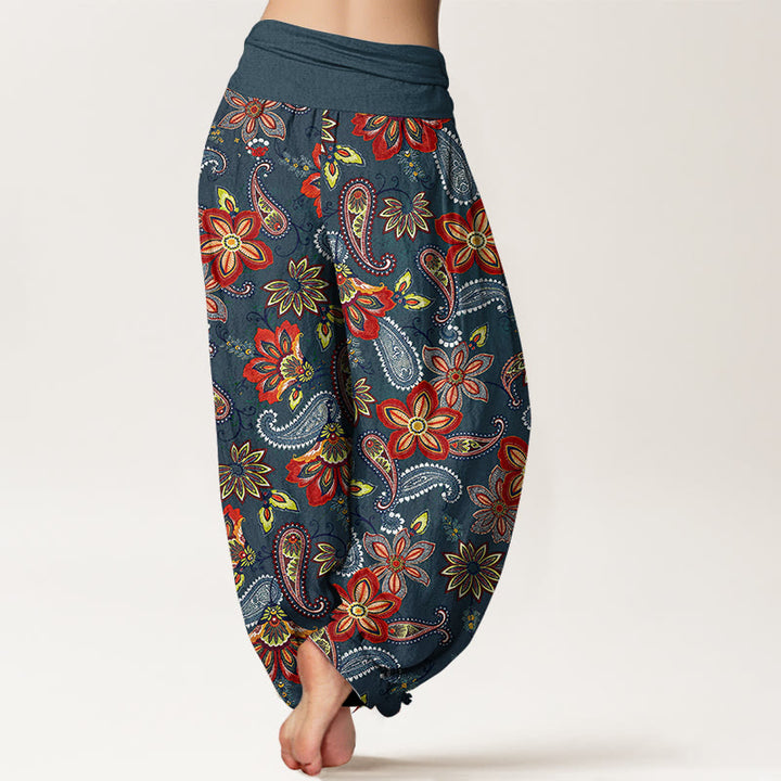 Buddha Stones Women's Elastic Waist Paisley Floral Pattern Pure Cotton Harem Pants - image 6