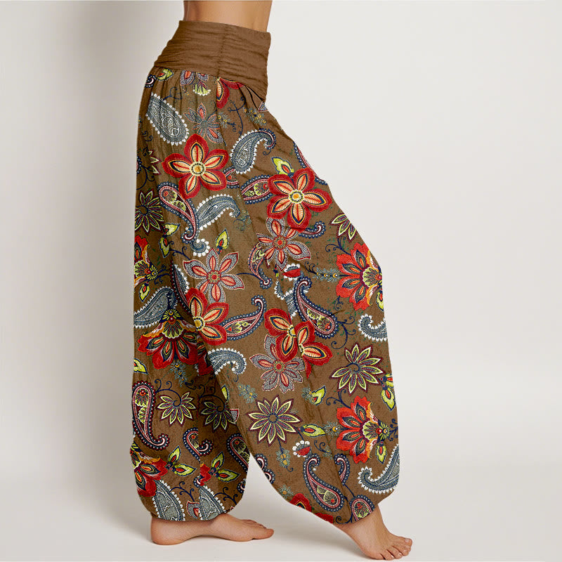 Buddha Stones Women's Elastic Waist Paisley Floral Pattern Pure Cotton Harem Pants - image 10