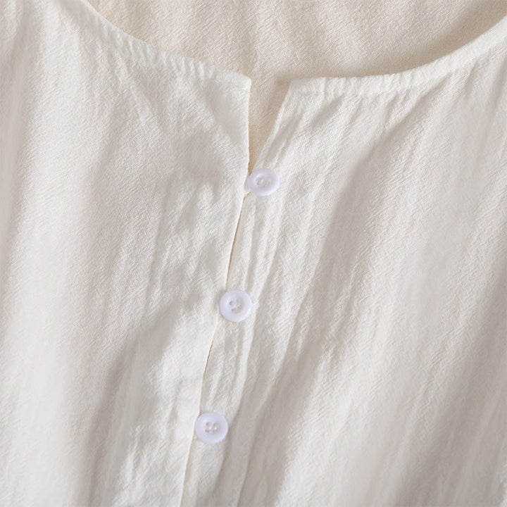 Buddha Stones Embroidery Geometry Half Sleeve Women's Midi Dress With Pockets - image 4