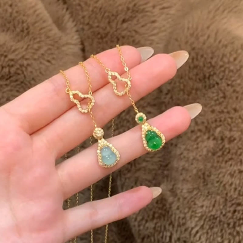 Buddha Stones Colorful Gourd Hollow Design Copper Balance Necklace Pendant - image 8