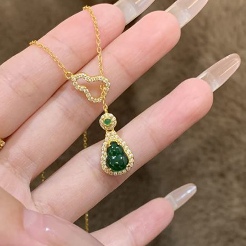 Buddha Stones Colorful Gourd Hollow Design Copper Balance Necklace Pendant - image 0