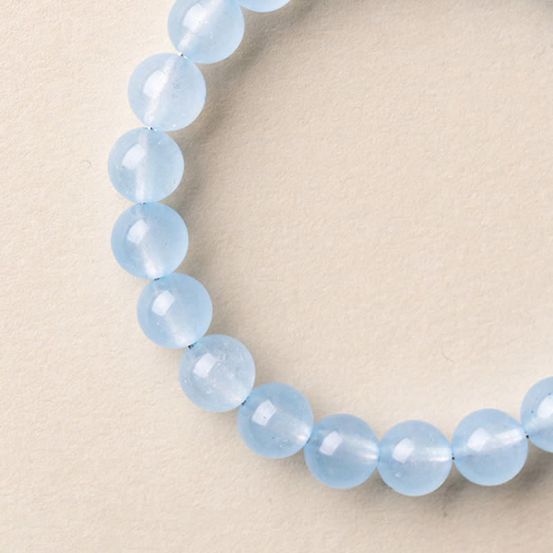 Buddha Stones Natural Aquamarine Fu Character Lucky Fortune Healing Bracelet - image 10