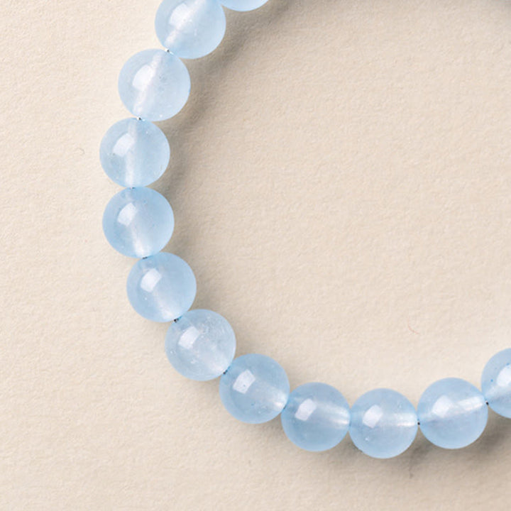 Buddha Stones Natural Aquamarine Fu Character Lucky Fortune Healing Bracelet - image 10