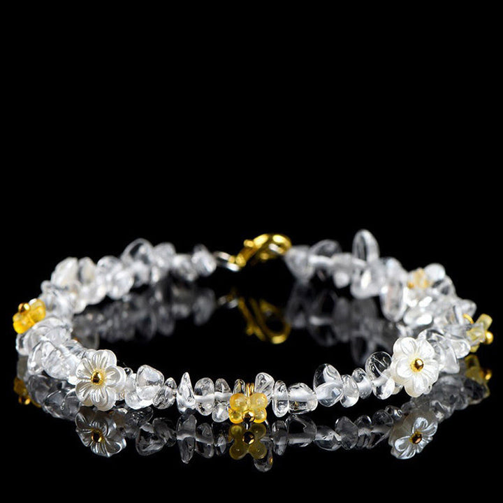 Buddha Stones Natural Aquamarine Peridot Strawberry Quartz Various Crystals Serenity Bracelet - White Crystal(Wrist Circumference: 14-15cm) - image 29