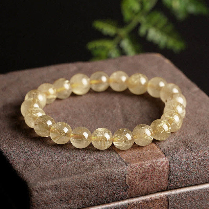 Buddha Stones Natural Rutilated Quartz Auspiciousness Protection Bracelet - image 6