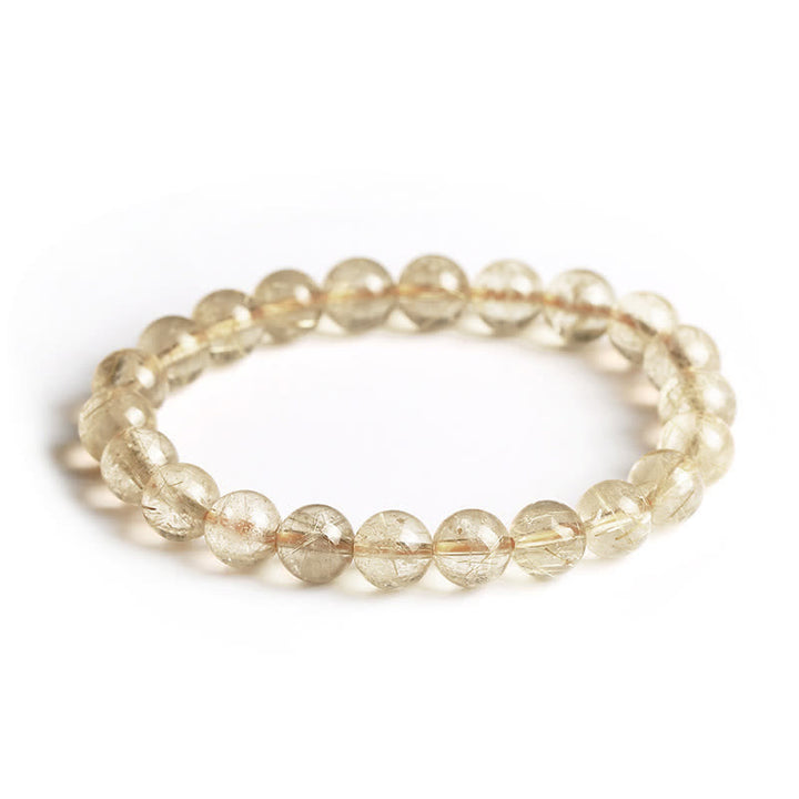 Buddha Stones Natural Rutilated Quartz Auspiciousness Protection Bracelet - image 9