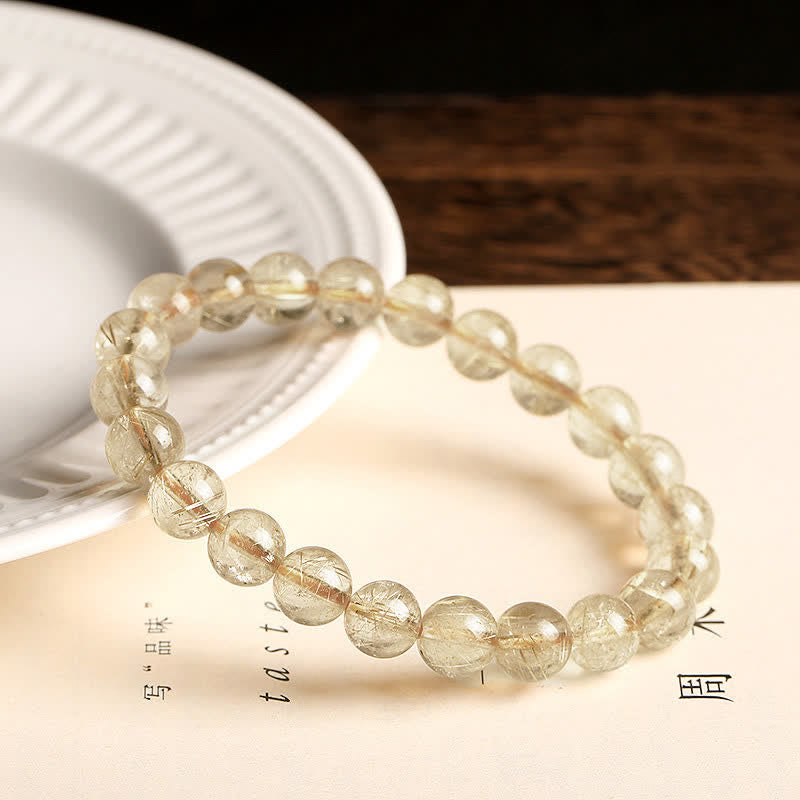 Buddha Stones Natural Rutilated Quartz Auspiciousness Protection Bracelet - image 2