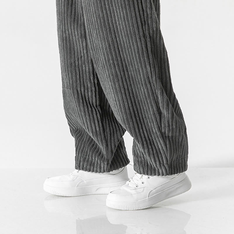 Buddha Stones Retro Winter Solid Color Men's Drawstring Corduroy Harem Pants With Pockets - image 8