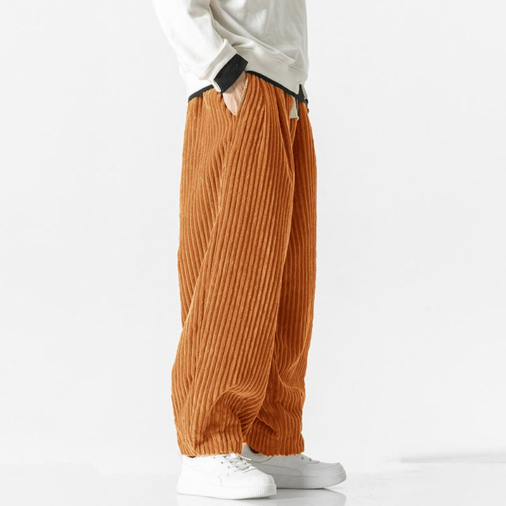 Buddha Stones Retro Winter Solid Color Men's Drawstring Corduroy Harem Pants With Pockets - image 21