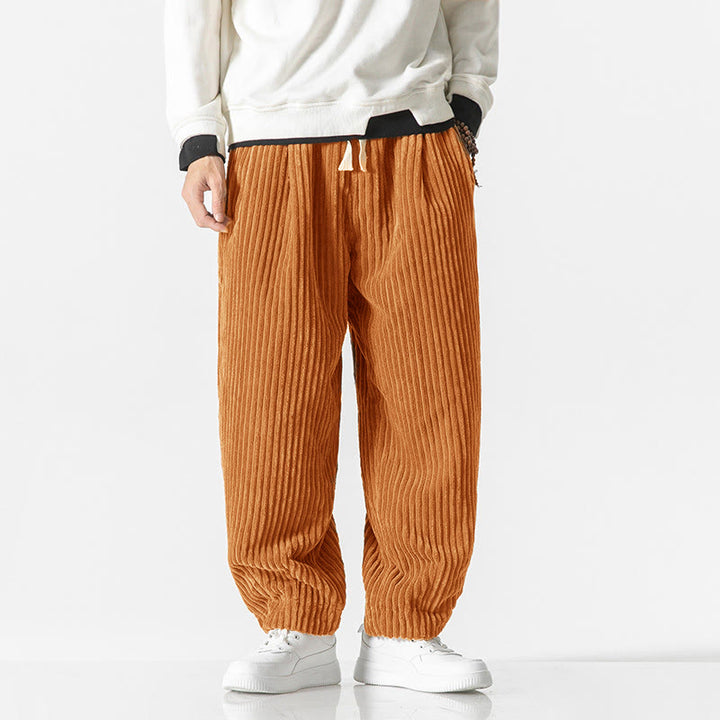 Buddha Stones Retro Winter Solid Color Men's Drawstring Corduroy Harem Pants With Pockets - Orange - US/UK/AU50，EU60 (5XL) - image 18