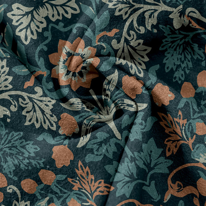 Buddha Stones Cotton Casual Flower Vine Leaves Pattern Women's Elastic Waist Pants With Pockets - image 3