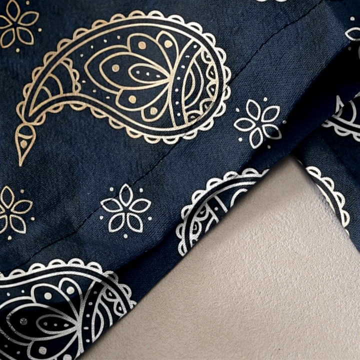 Buddha Stones Pure Cotton Elegant Paisley Pattern Women's Elastic Waist Pants With Pockets - image 2