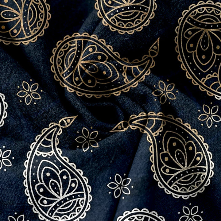 Buddha Stones Pure Cotton Elegant Paisley Pattern Women's Elastic Waist Pants With Pockets - image 3