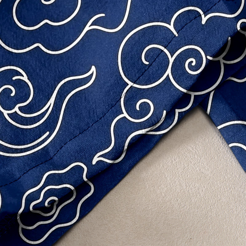 Buddha Stones Pure Cotton Casual Auspicious Cloud Pattern Women's Elastic Waist Pants With Pockets - image 3