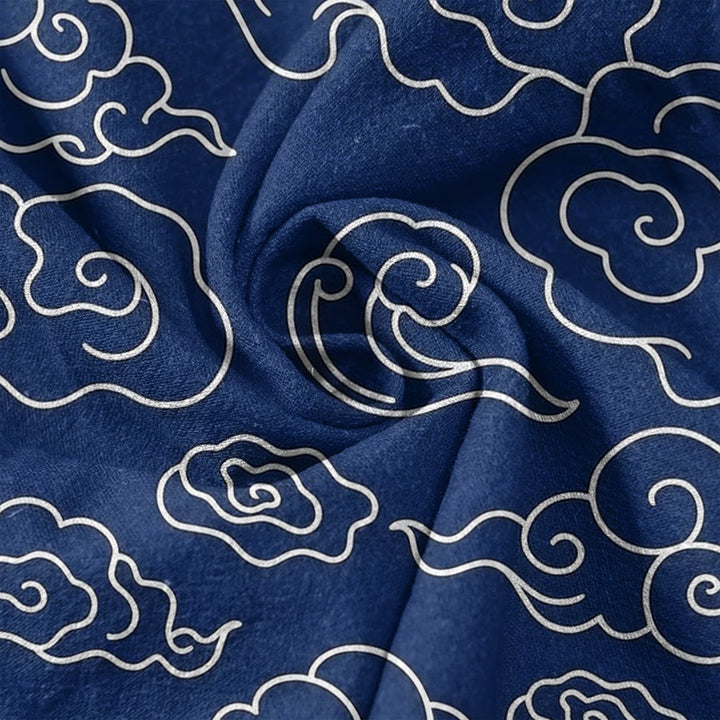 Buddha Stones Pure Cotton Casual Auspicious Cloud Pattern Women's Elastic Waist Pants With Pockets - image 2