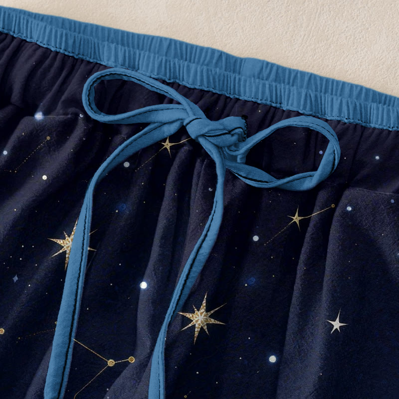Buddha Stones Pure Cotton Starry Sky Ocean Mythical Beast Pattern Women's Elastic Waist Pants With Pockets - image 1