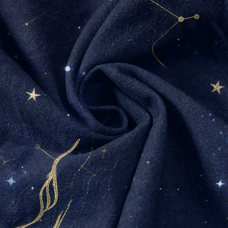 Buddha Stones Pure Cotton Starry Sky Ocean Mythical Beast Pattern Women's Elastic Waist Pants With Pockets - image 3