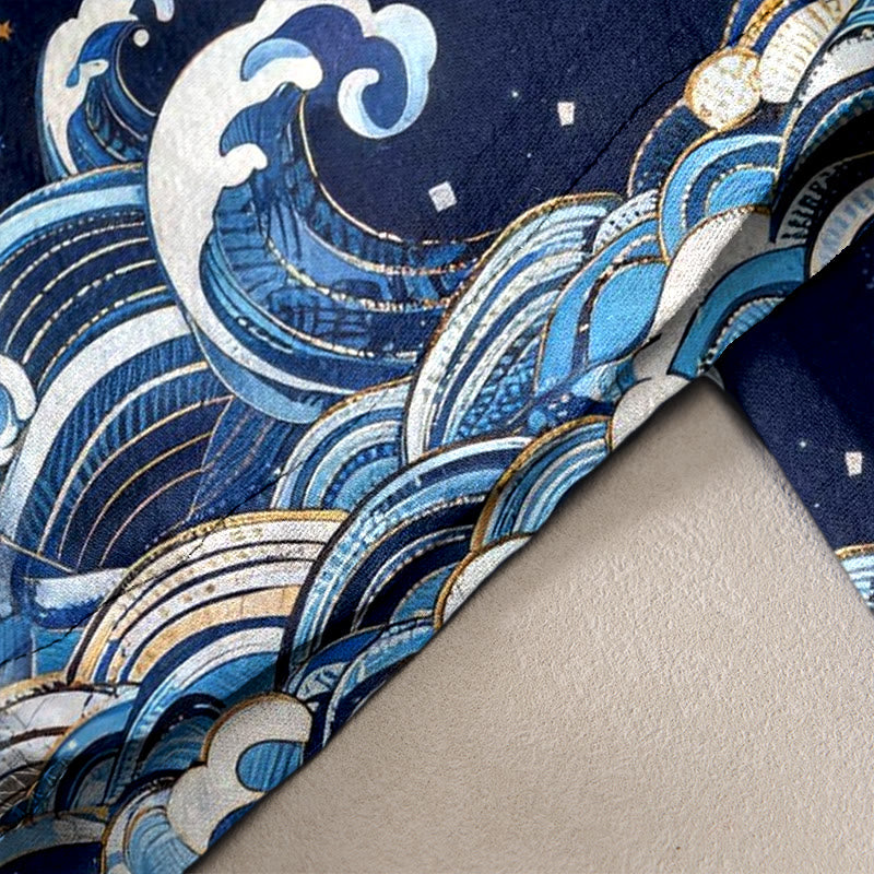 Buddha Stones Pure Cotton Starry Sky Ocean Mythical Beast Pattern Women's Elastic Waist Pants With Pockets - image 2