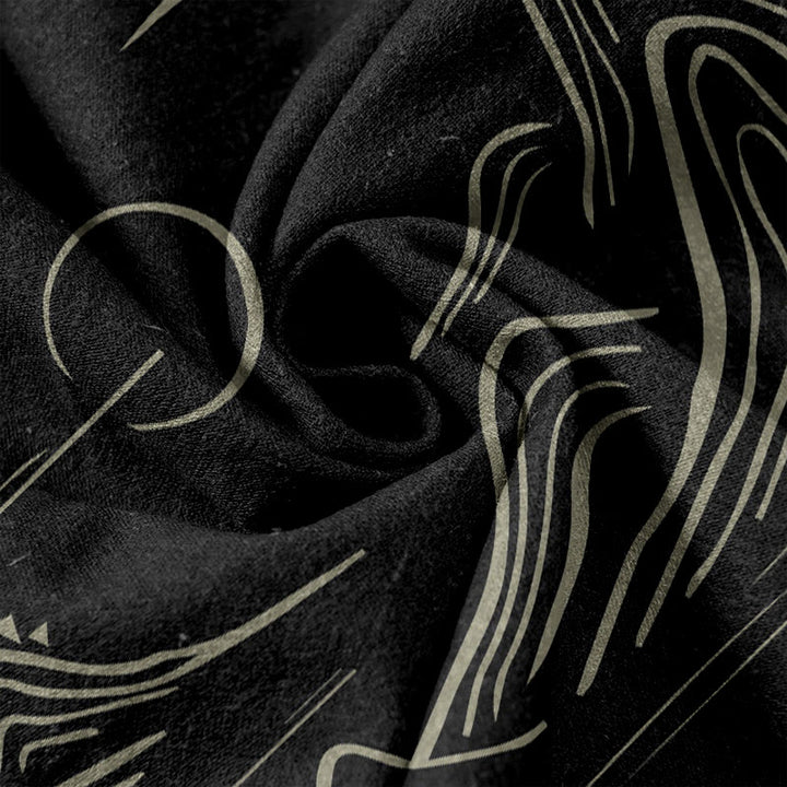 Buddha Stones Cotton Casual Mountain Moon Auspicious Clouds Pattern Women's Elastic Waist Pants With Pockets - image 3