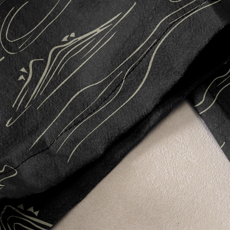 Buddha Stones Cotton Casual Mountain Moon Auspicious Clouds Pattern Women's Elastic Waist Pants With Pockets - image 2