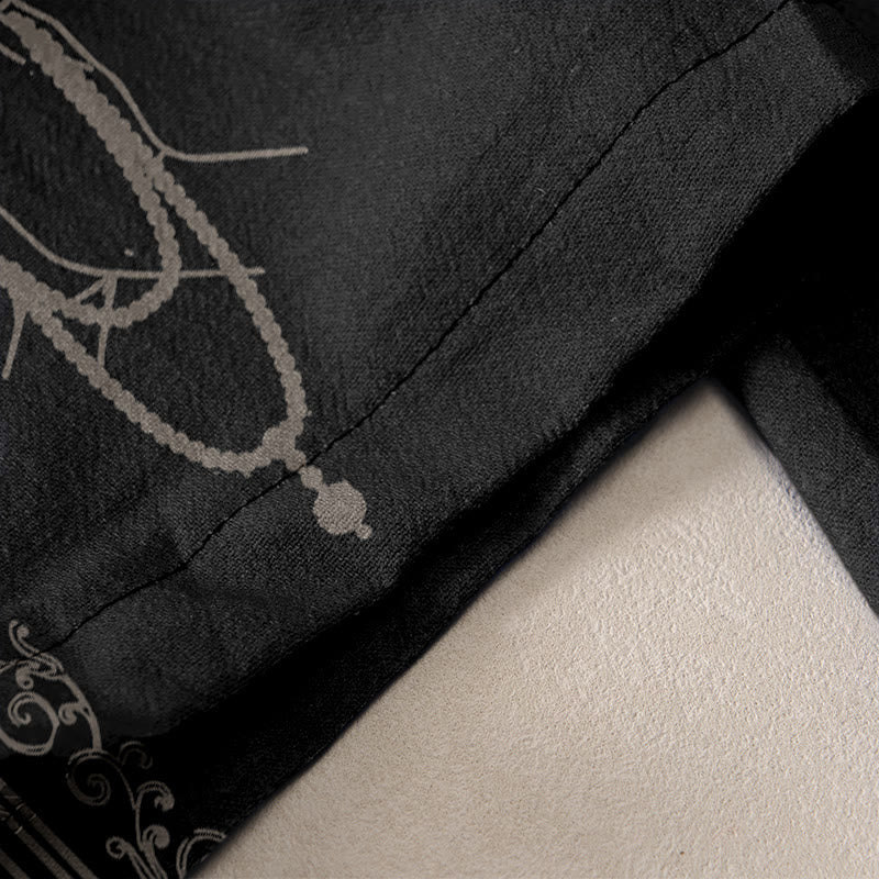 Buddha Stones Cotton Casual Lotus Flowers Double Dorje Vajra Namaste Om Design Women's Elastic Waist Pants With Pockets - image 2