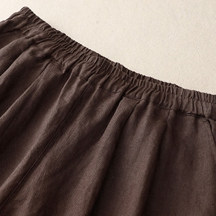 Buddha Stones Summer Plain Elastic Waist Two-tone Cuffs Cropped Women's Tapered Pants With Pockets - image 12