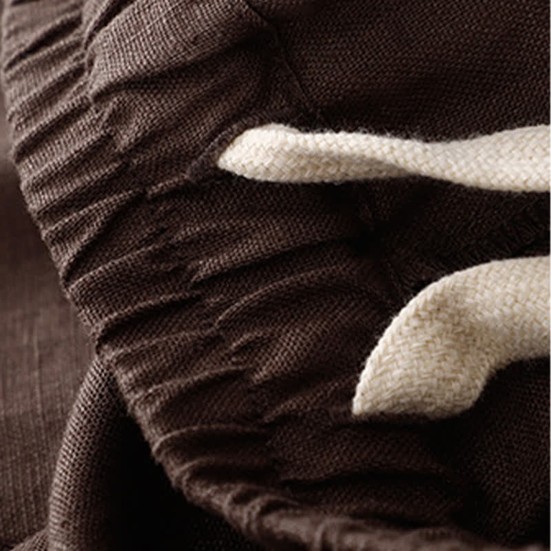 Buddha Stones Summer Plain Elastic Waist Two-tone Cuffs Cropped Women's Tapered Pants With Pockets - image 14