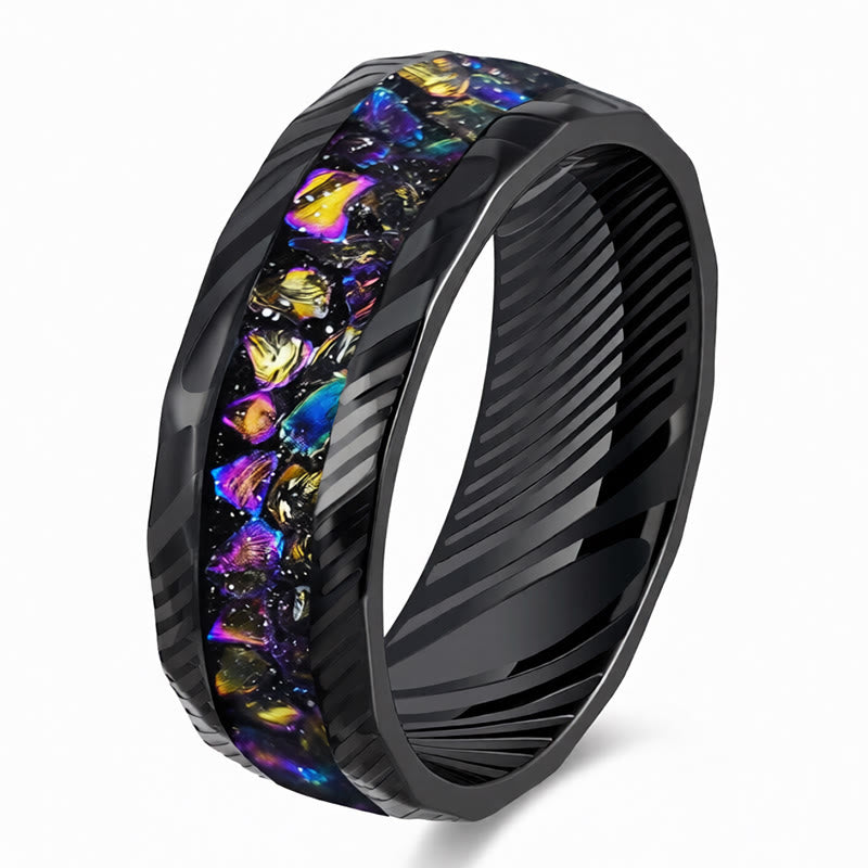 Buddha Stones Faceted Natural Inlay Titanium Steel Strength Ring - Colorful - 21.4mm - image 6
