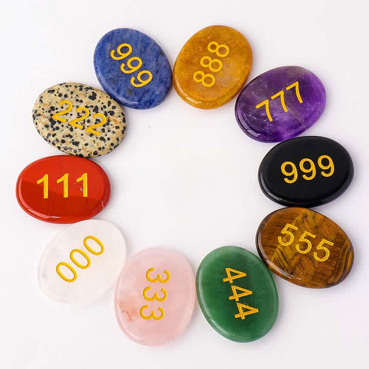 Buddha Stones Angel Numbers White Crystal Red Jasper Pink Crystal Green Aventurine Meditation Palm Stone - image 0