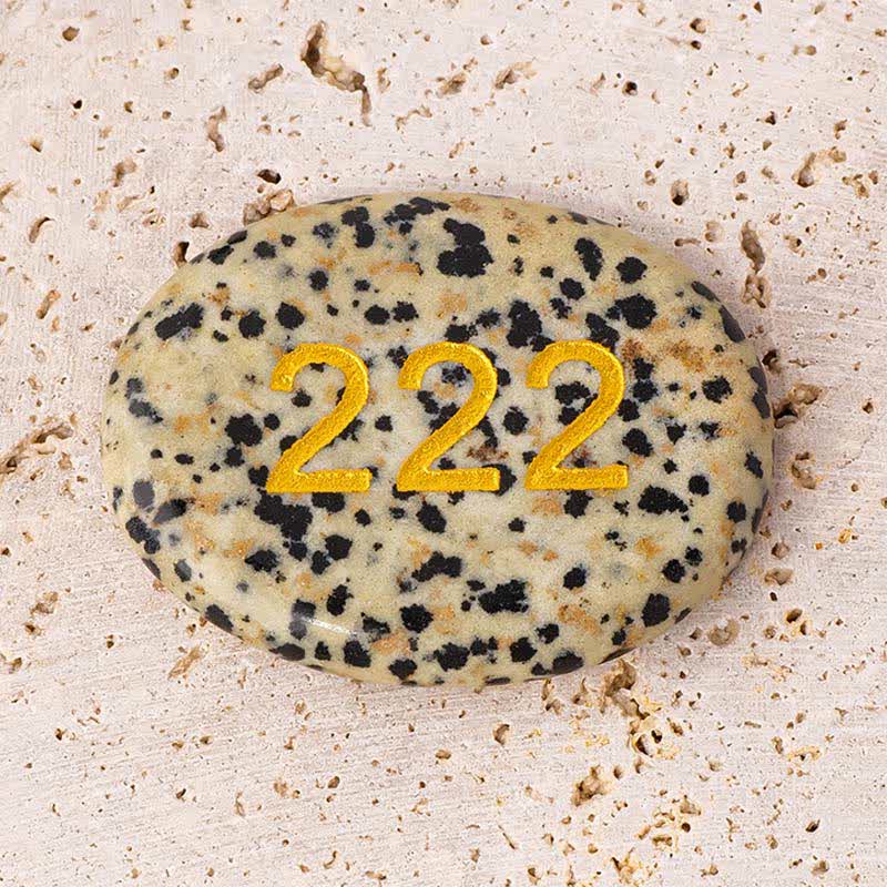 Buddha Stones Angel Numbers White Crystal Red Jasper Pink Crystal Green Aventurine Meditation Palm Stone - 222 Angel Number&Dalmatian Jasper 4.5*3.5*0.7cm - image 8