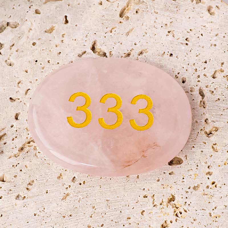 Buddha Stones Angel Numbers White Crystal Red Jasper Pink Crystal Green Aventurine Meditation Palm Stone - 333 Angel Number&Pink Crystal 4.5*3.5*0.7cm - image 11
