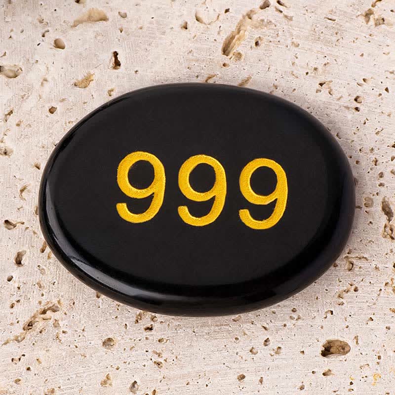 Buddha Stones Angel Numbers White Crystal Red Jasper Pink Crystal Green Aventurine Meditation Palm Stone - 999 Angel Number&Black Obsidian 4.5*3.5*0.7cm - image 29