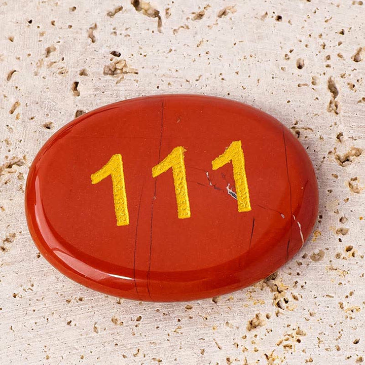 Buddha Stones Angel Numbers White Crystal Red Jasper Pink Crystal Green Aventurine Meditation Palm Stone - 111 Angel Number&Red Jasper 4.5*3.5*0.7cm - image 4