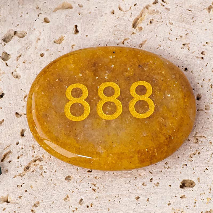 Buddha Stones Angel Numbers White Crystal Red Jasper Pink Crystal Green Aventurine Meditation Palm Stone - 888 Angel Number&Topaz 4.5*3.5*0.7cm - image 26