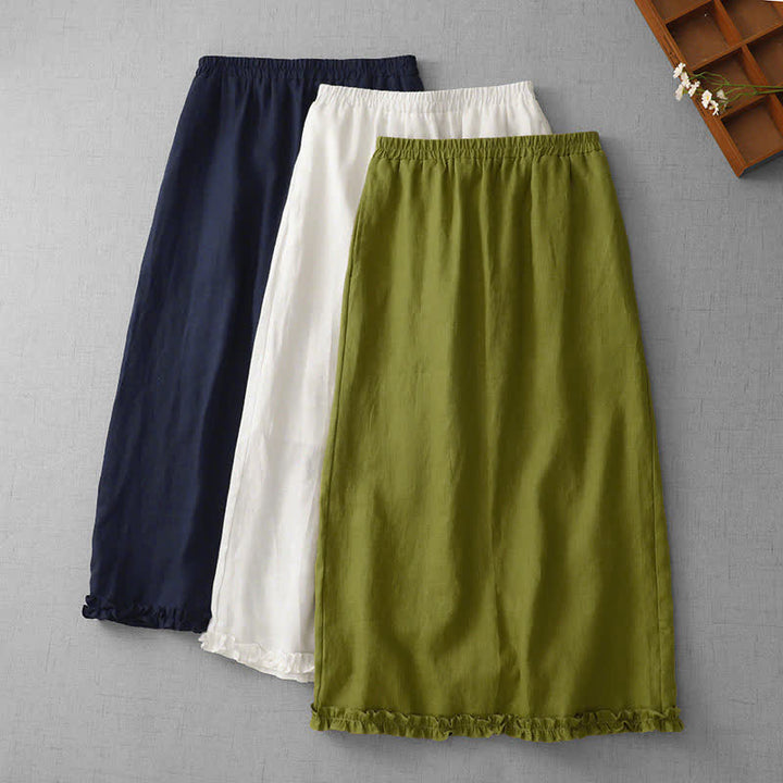Buddha Stones Commute Elastic Waistband Pleated Hem Capri Length Women's Lined Skirt With Pockets - image 19