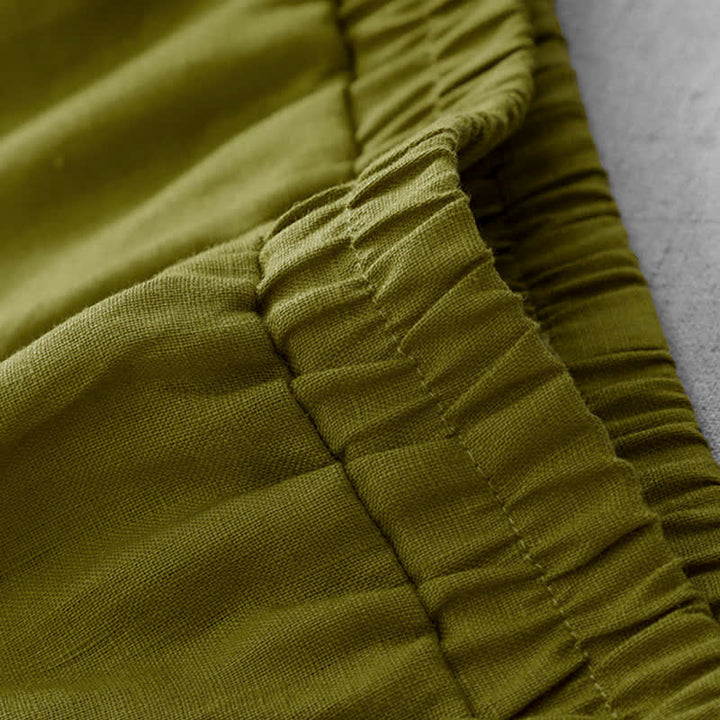 Buddha Stones Commute Elastic Waistband Pleated Hem Capri Length Women's Lined Skirt With Pockets - image 3