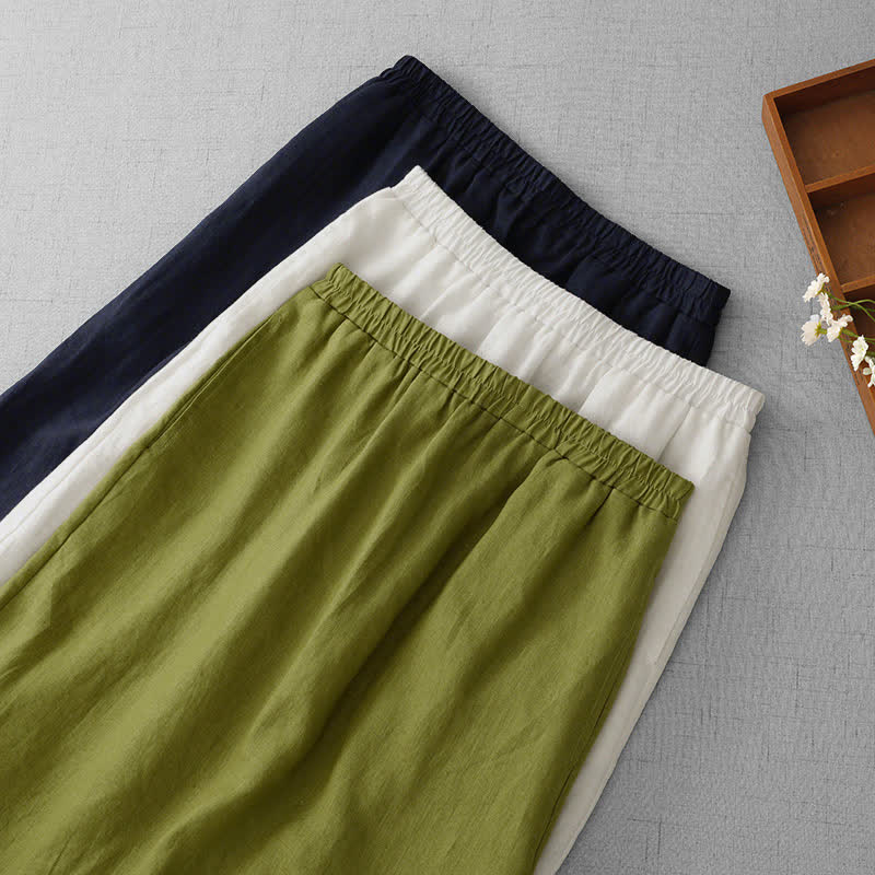 Buddha Stones Commute Elastic Waistband Pleated Hem Capri Length Women's Lined Skirt With Pockets - image 18