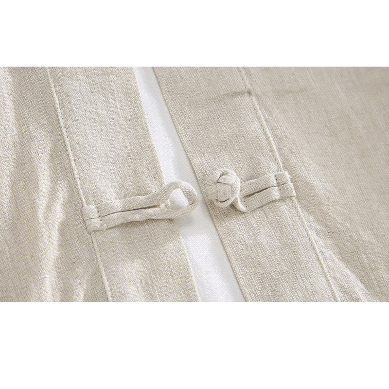 Buddha Stones Vintage Plain Tang Suit Chinese Frog-Button Men's Shirt With Pockets - image 5